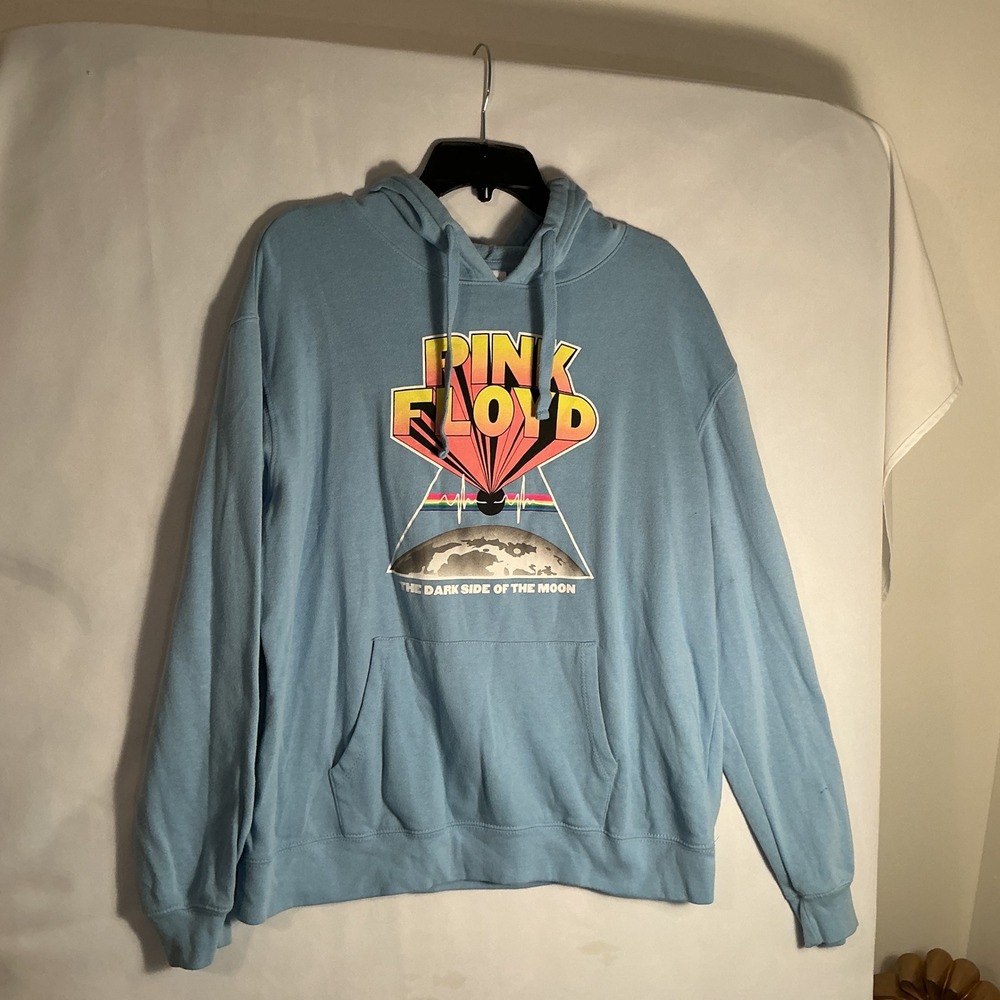 Pink Floyd Dark Side of the Moon Graphic Hoodie Blue Rock Band Sweatshirt - Picture 13 of 16